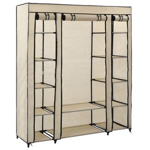 vidaXL Roupeiro c/ compartimentos e varões 150x45x176 cm tecido creme