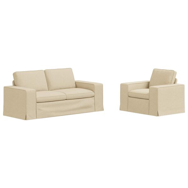 vidaXL Sof&aacute; 2 pcs Creme 182 x 80 x 82 cm tecido