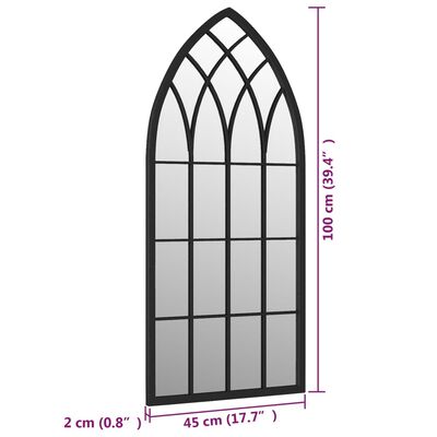 vidaXL Espelho em ferro p/ uso no interior 100x45 cm preto