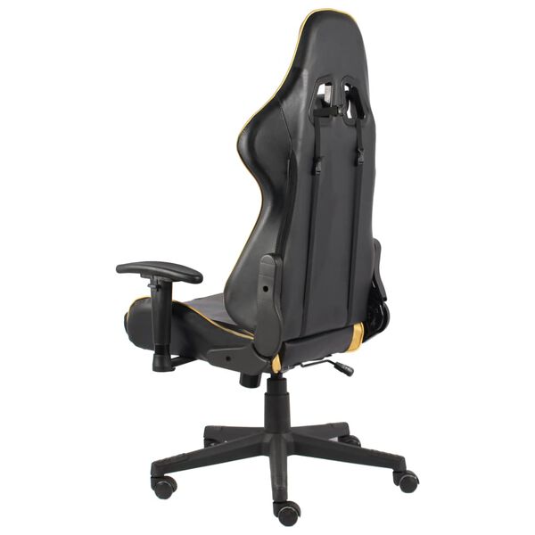 vidaXL Cadeira de gaming girat&oacute;ria PVC dourado