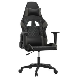 vidaXL Cadeira gaming massagens couro artificial preto e cinzento