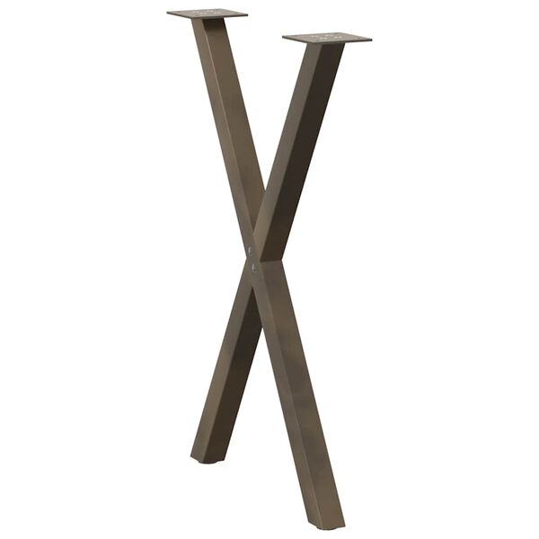 vidaXL P&eacute;s para mesa de jantar em formato de X, 2 pe&ccedil;as, a&ccedil;o natural, 50x(72-73) cm, a&ccedil;o