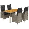 vidaXL 5 pcs conjunto bistr&ocirc; de jardim c/ almofad&otilde;es vime PE cinza