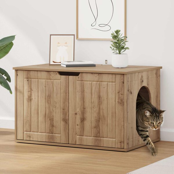 vidaXL Casa para Gatos Carvalho Artesanal 85 x 55 x 50,5 cm