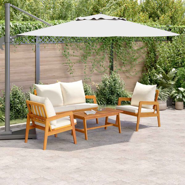 vidaXL Conjunto bistro 4 pcs Marrom e Creme Madeira S&oacute;lida de Ac&aacute;cia