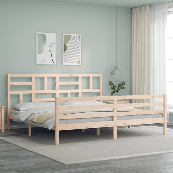 vidaXL Estrutura de cama com cabeceira 200x200 cm madeira maci&ccedil;a