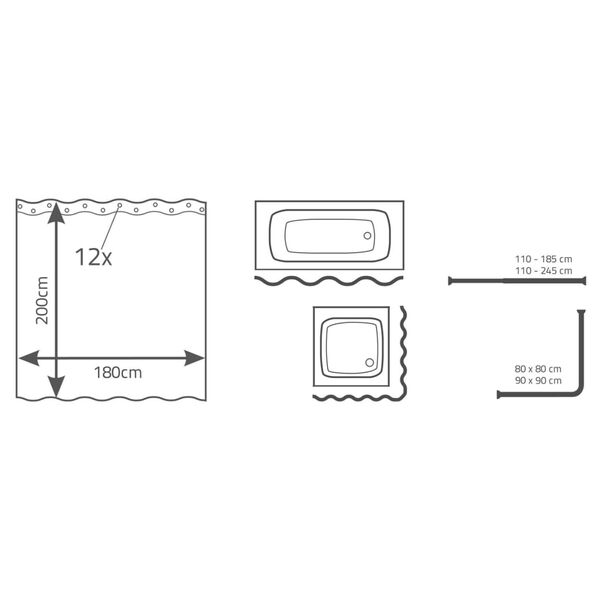RIDDER Cortina de duche Smile 180x200 cm