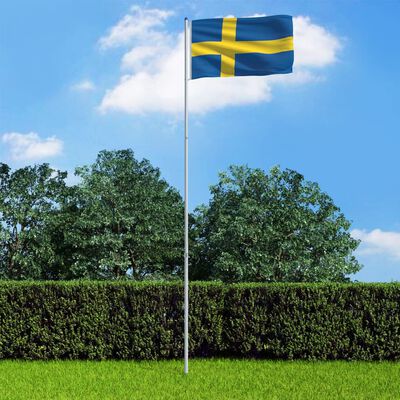 vidaXL Bandeira da Suécia com mastro de alumínio 6 m