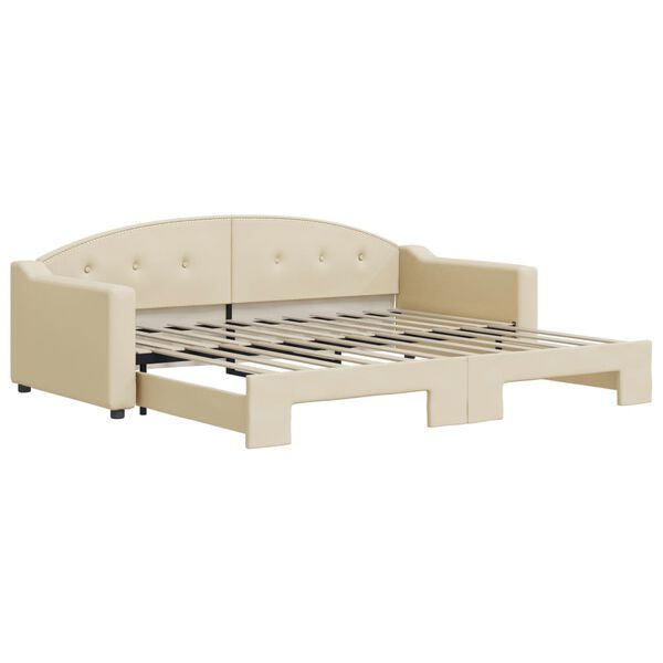 vidaXL Sofá-cama com gavetão 90x200 cm tecido cor creme