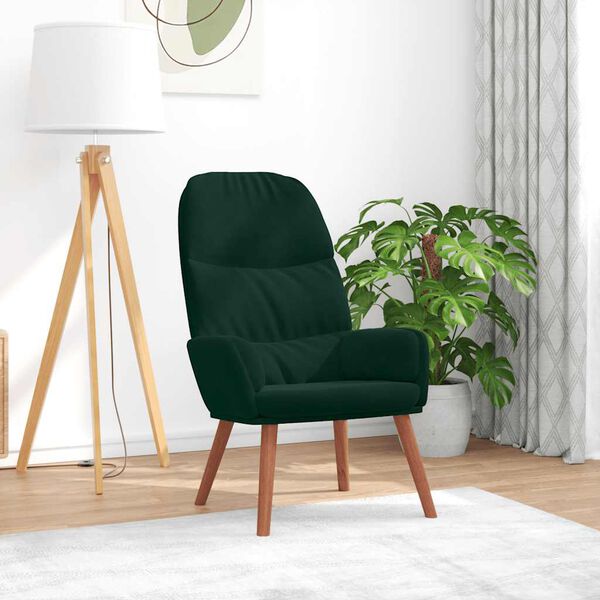 vidaXL Cadeira de descanso veludo verde-escuro