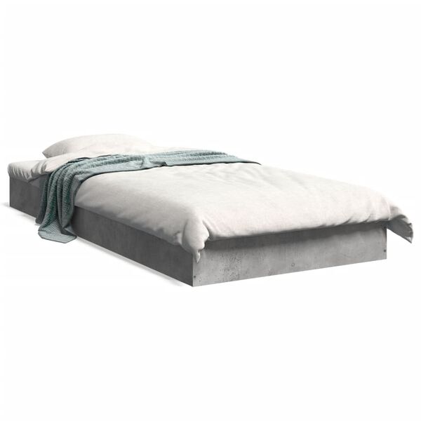 vidaXL Estrutura de cama 75x190 cm derivados de madeira cinza cimento