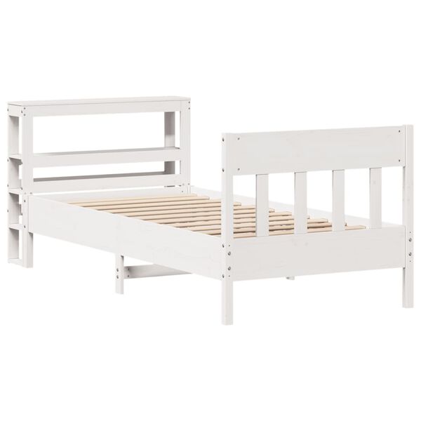 vidaXL Cama sem colch&atilde;o 90x200 cm madeira de pinho maci&ccedil;a branco