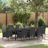 vidaXL Conjunto de Jantar para Jardim com almofada 9 pcs Preto vime PE