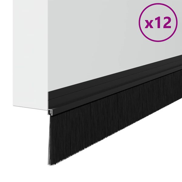 vidaXL Selos de Escovas para Porta Auto-adesivos 12 pcs Preto 100 cm