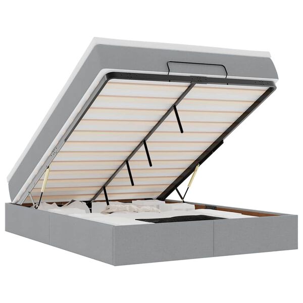 vidaXL Estrutura de cama otomana com colchão 140x190 cm cinzento claro