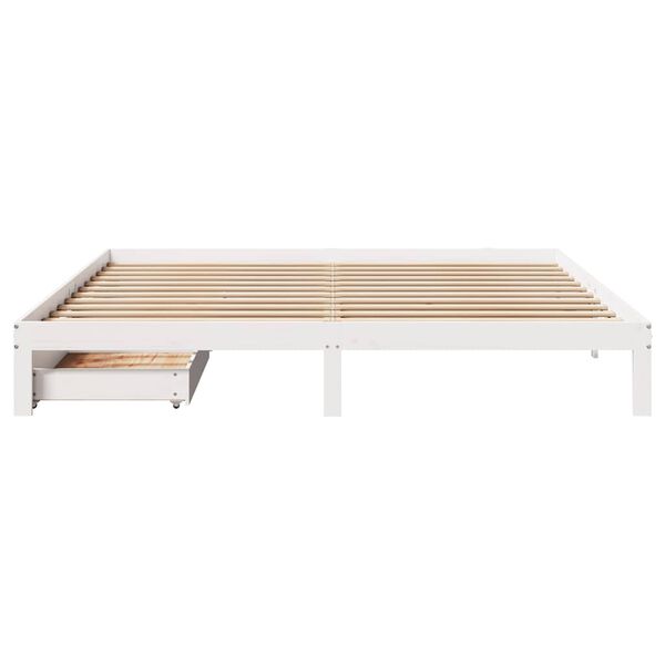 vidaXL Estrutura de cama c/ gavetas 180x200 cm pinho maci&ccedil;a branco