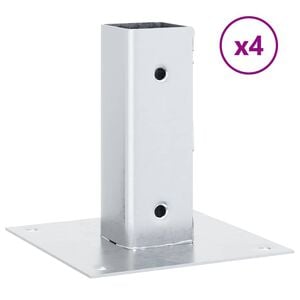 vidaXL Bases de poste quadradas 4 pcs prata 46x46 mm a&ccedil;o galvanizado