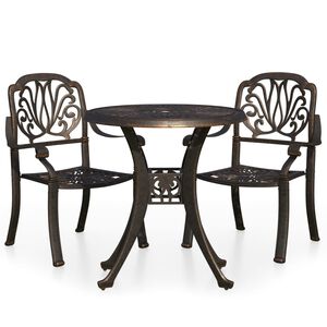 vidaXL 3 pcs conjunto bistr&ocirc; alum&iacute;nio fundido bronze