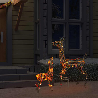 vidaXL Família de renas decorativa 160 luzes LED coloridas acrílico