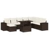 vidaXL 9 pcs conjunto sof&aacute;s p/ jardim c/ almofad&otilde;es vime PE castanho
