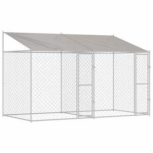 vidaXL Gaiola para cachorro com telhado Prateado 400 x 200 x 256 cm