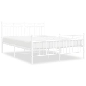 vidaXL Estrutura de cama com cabeceira e p&eacute;s 140x200 cm metal branco