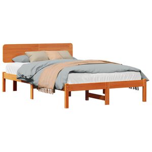 vidaXL Estrutura da Cama com cabeceira Marrom Cera 120 x 190 cm