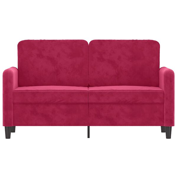 vidaXL Sofá de 2 lugares veludo 120 cm vermelho tinto