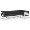 vidaXL 5 pcs conjunto lounge de jardim c/ almofad&otilde;es pinho maci&ccedil;o