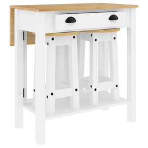 vidaXL 3 pcs conjunto de bar pinho maci&ccedil;o branco