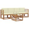 vidaXL Conjunto de Sof&aacute;s para Exterior 5 pcs Natural e Creme