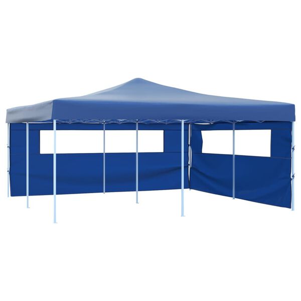 vidaXL Tenda dobr&aacute;vel com 2 paredes laterais 5x5 m azul