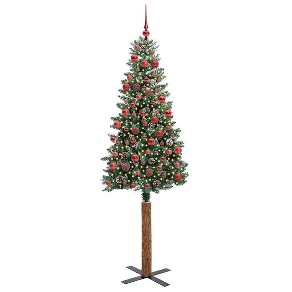 vidaXL &Aacute;rvore de Natal Slim com 300 LEDs com suporte Verde 180 cm