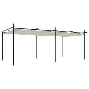 vidaXL P&eacute;rgola com toldo retr&aacute;til 589x292x230 cm cor creme