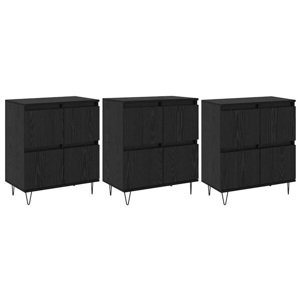 vidaXL Aparadores 3 pcs Carvalho preto 180 x 35 x 70 cm