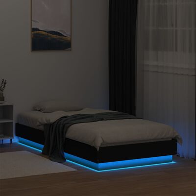 vidaXL Estrutura de cama com luzes LED 90x190 cm preto