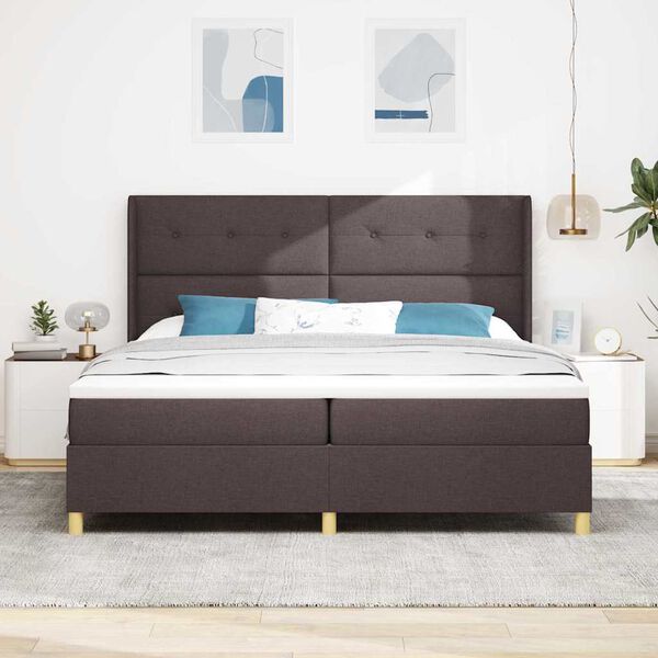 vidaXL Cama Box com colch&atilde;o Castanho 200 x 200 cm tecido