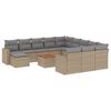 vidaXL 13 pcs conjunto de sof&aacute;s p/ jardim com almofad&otilde;es vime PE bege