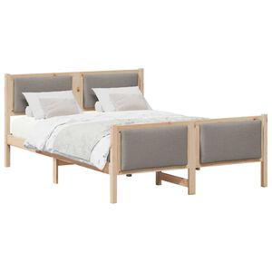 vidaXL Estrutura da Cama Cinzento-acastanhado 135 x 190 cm tecido
