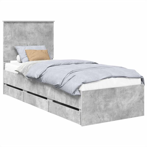 vidaXL Estrutura da Cama Cinzento 75 x 190 cm Madeira de Engenharia