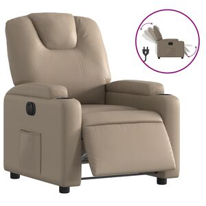 vidaXL Poltrona reclin&aacute;vel el&eacute;trica couro artificial cor cappuccino