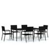 vidaXL 7 pcs conjunto de jantar para jardim preto