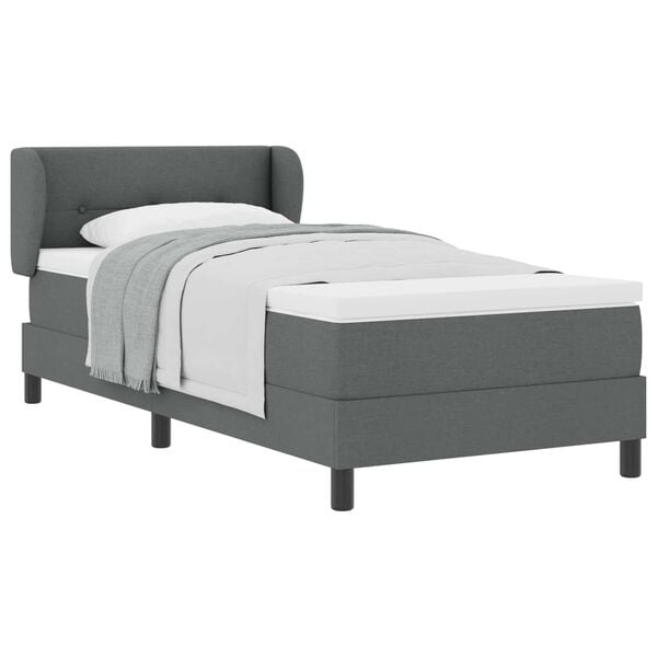vidaXL Cama Box com colch&atilde;o Cinzento escuro 80 x 200 cm tecido