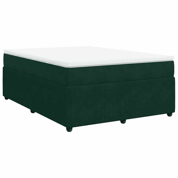 vidaXL Cama com molas/colch&atilde;o 160x200 cm veludo verde-escuro