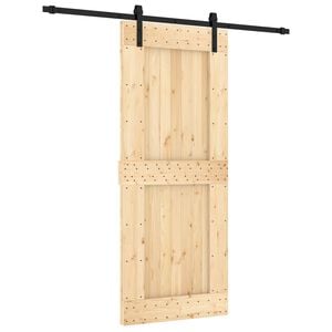vidaXL Porta Deslizante Natural e Preto 85 x 210 cm