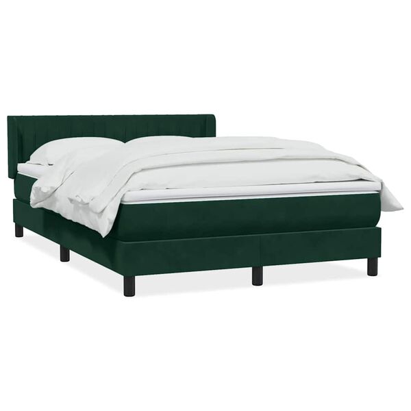 vidaXL Cama com molas/colch&atilde;o 160x220 cm veludo verde-escuro