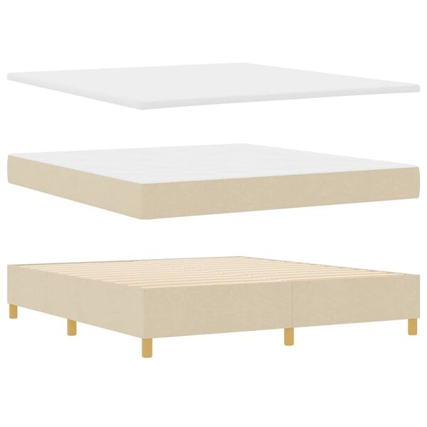 vidaXL Cama Box Spring com colch&atilde;o Creme 180 x 200 cm tecido