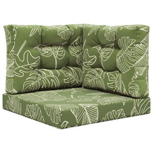 vidaXL Almofada para Sof&aacute; Externo 3 pcs Design de Folha Poli&eacute;ster