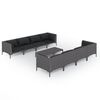 vidaXL 9 pcs conj. lounge jardim c/ almofad&otilde;es vime PE cinzento-escuro