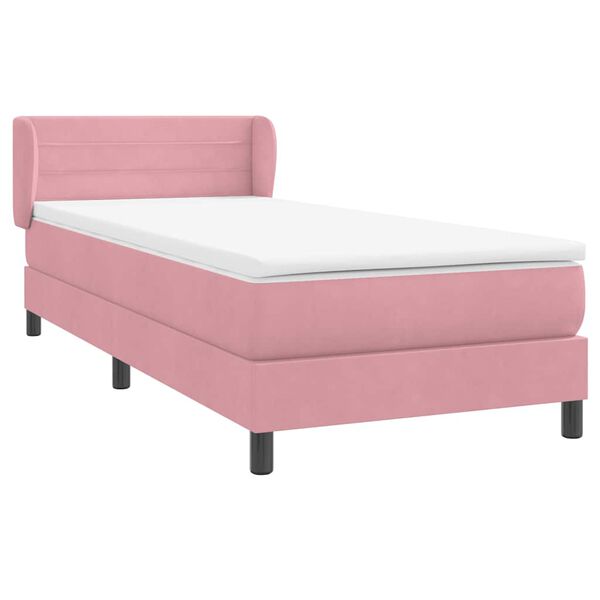 vidaXL Cama com molas/colch&atilde;o 80x220 cm veludo rosa